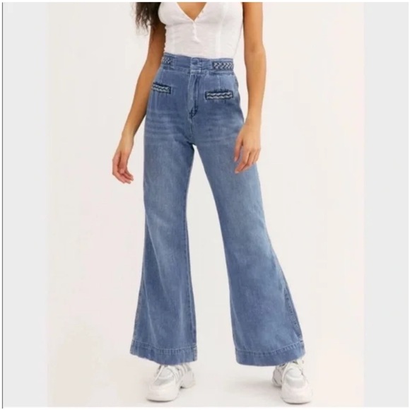 We The Free Denim - Free People Seasons in the Sun Flare High Waist Jeans W2302 Sz 27